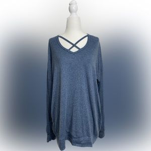 X-Large Spadehill Blue Long-Sleeve Crossed Neck Shirt